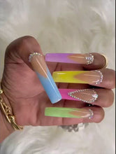 Load and play video in Gallery viewer, Glow In The Dark-Multi Color V- French Tip Press On Set
